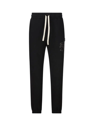 Palm Angels Palm Printed Drawstring Trousers In Black
