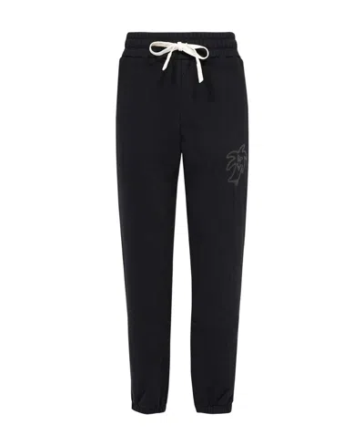 Palm Angels Palm Printed Drawstring Pants In Black