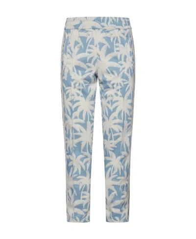Palm Angels Palm-printed Elasticated Waist Track Pants In Gray