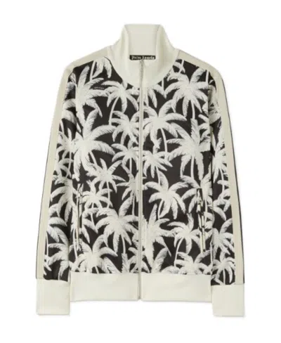 Palm Angels Palm-printed Side Stripe Detailed Track Jacket In White