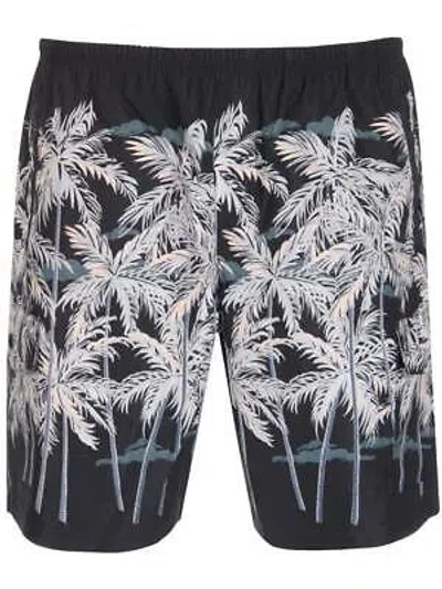 Pre-owned Palm Angels Palm Printed Swim Shorts In Nero