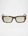 Palm Angels Palm Rectangle Acetate Sunglasses In 6054 Havana Gradient Green