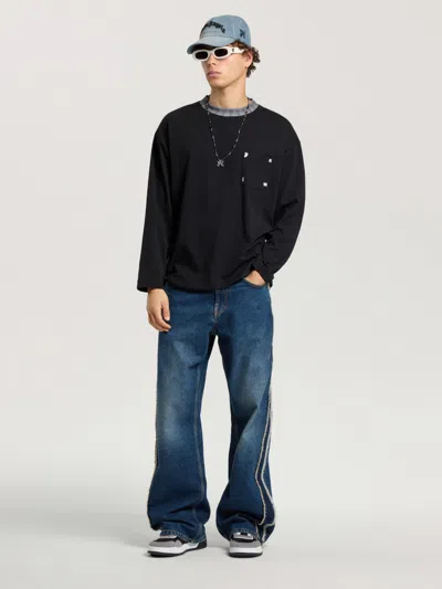 Palm Angels Palm Rib Long Sleeve T-shirt In Black