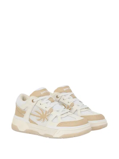 Palm Angels Beige Palm Skate Textured Chunky Sneakers In White