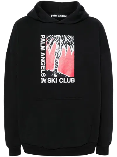 Palm Angels Oversized Ski Club Print Sweatshirt In Black