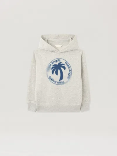 Palm Angels Kids' Palm Stamp Hoodie In White