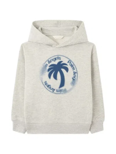 Palm Angels Kids' Palm Stamp Hoodie In White