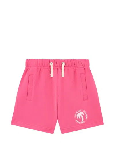 Palm Angels Kids' Palm Stamp Shorts In Pink