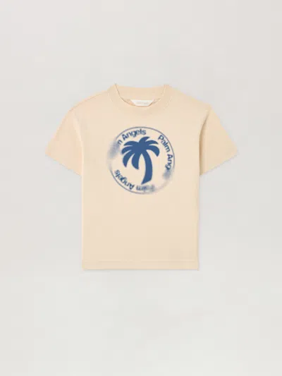 Palm Angels Kids' Palm Stamp. T-shirt In Neutral