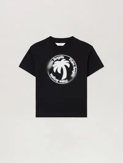 Palm Angels Kids' Palm Stamp. T-shirt In Black