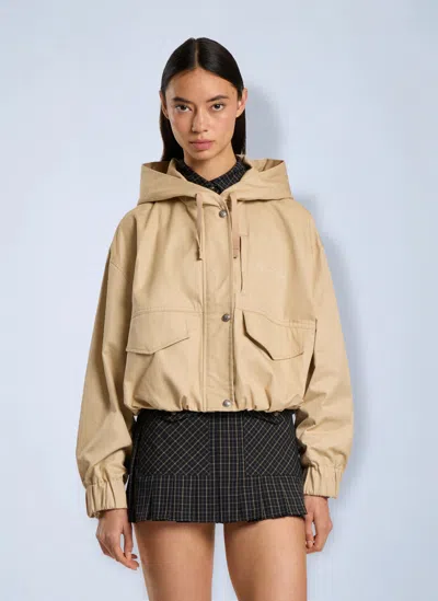 Palm Angels Palm Sway Loose Windbreaker In Beige