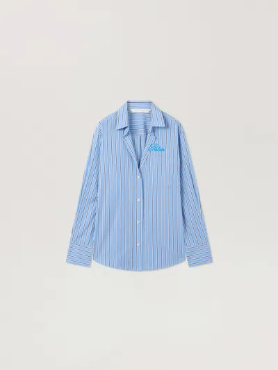 Palm Angels Palm Sway Oversized Shirt In Blue