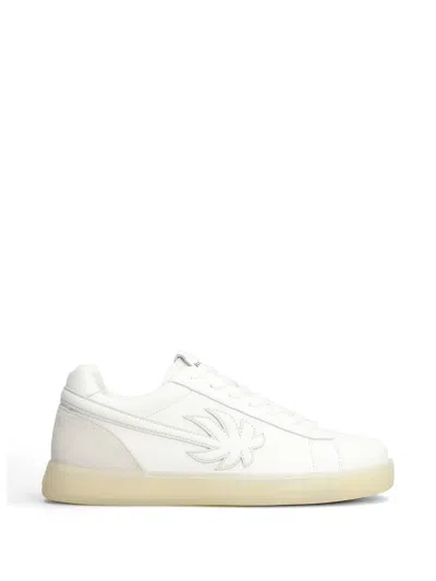 Palm Angels Palm Tennis Lea Tree-patch Sneakers In White