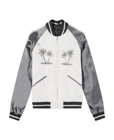 Palm Angels Palm Tree Baseball Jacket In White