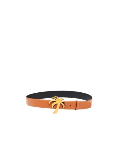 PALM ANGELS PALM TREE-BUCKLE LEATHER BELT