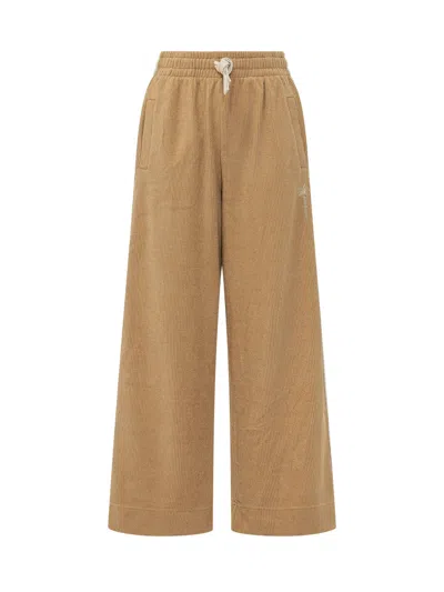 Palm Angels Palm Tree Chenille Pants In Brown