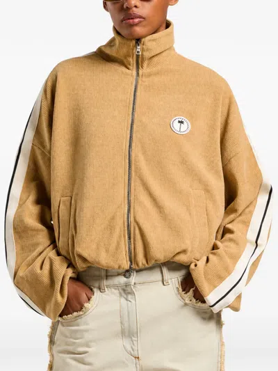 Palm Angels Palm Tree Chenille Track Jacket In Brown