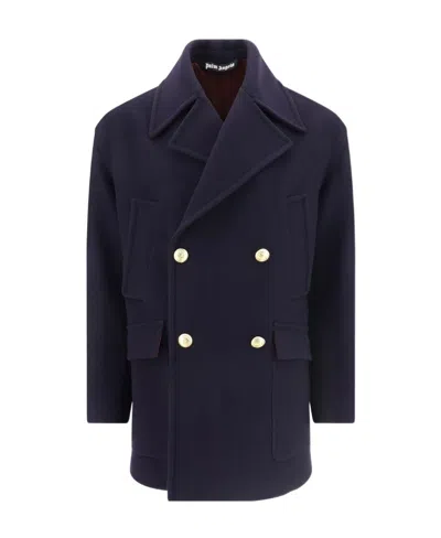 PALM ANGELS PALM ANGELS PALM TREE-EMBROIDERED DOUBLE-BREASTED COAT