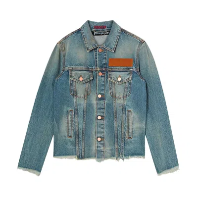 Pre-owned Palm Angels Palm Tree Embroidered Denim Jacket 'blue' | Men's Size Xxl