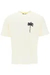 Palm Angels Pam Tree-print Cotton T-shirt In Off White,black