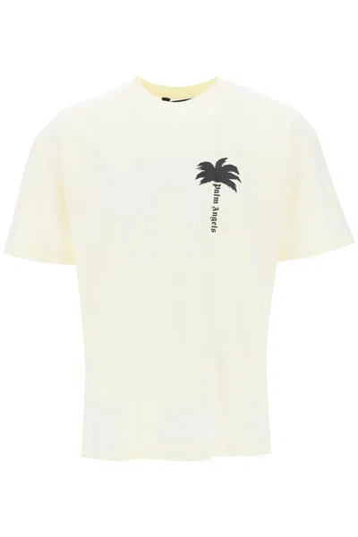Palm Angels Pam Tree-print Cotton T-shirt In Off White Black