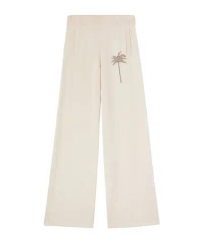 Palm Angels Palm Tree Knitted Trousers In Neutral