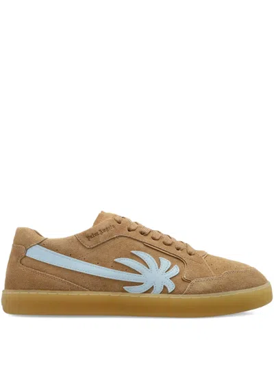 Palm Angels Palm Tree Leather Sneakers In Brown