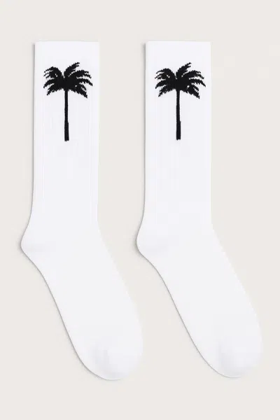 Palm Angels Palm Tree Logo Socks In White