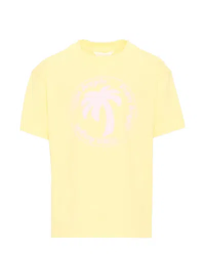Palm Angels Kids' Palm Tree Logo-print T-shirt In Yellow