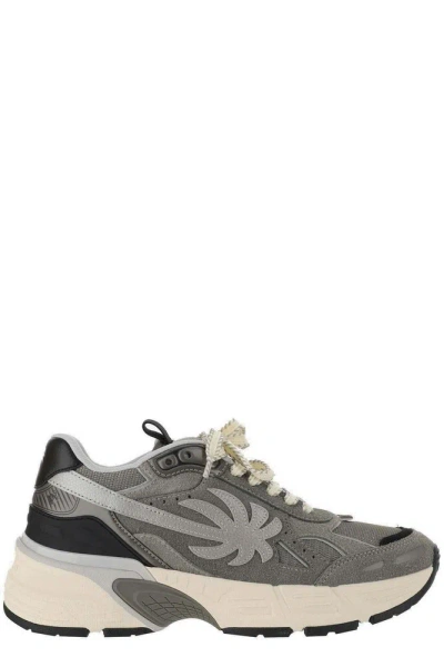 Palm Angels Palm Tree Patch Chunky Sole Trainers In Grey