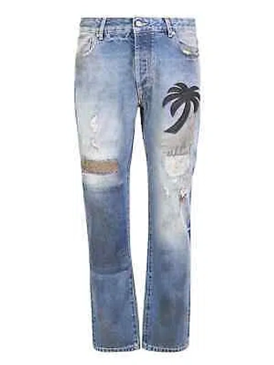 Pre-owned Palm Angels Palm Tree Patchwork Jeans 31 Jeans In Blue