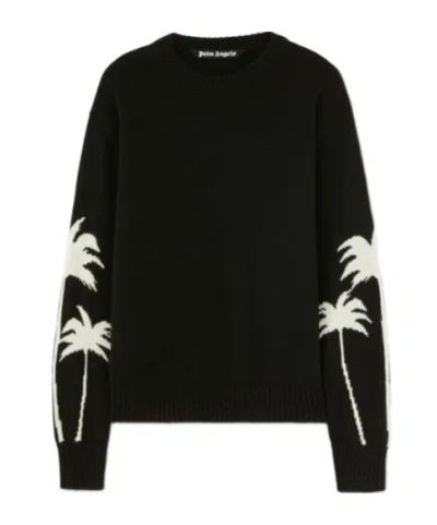 PALM ANGELS PALM ANGELS PALM INTARSIA CREWNECK KNITTED JUMPER