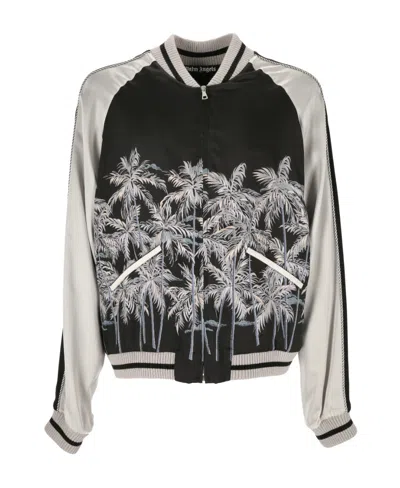 Palm Angels Palm Tree-print Bomber Jacket In Black