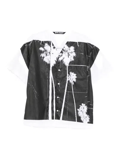 Palm Angels Palm Tree-print Cotton Shirt In White