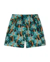 Palm Angels Palm Tree-print Cotton Shorts In Blue