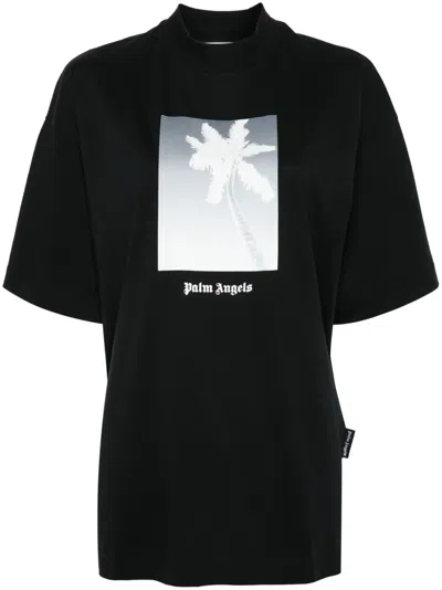Palm Angels Palm Tree-print Cotton T-shirt In Black