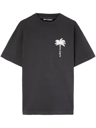 Palm Angels Cotton Crew-neck T-shirt In Gray