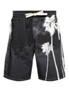 Palm Angels Palm-tree Print Drawstring Shorts In Black
