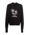 Palm Angels Palm Tree-print Linen Jumper In Black