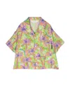 Palm Angels Palm Tree-print Short-sleeve Bowling Shirt In Green