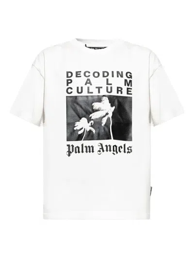 Palm Angels Palm-tree Print T-shirt In White