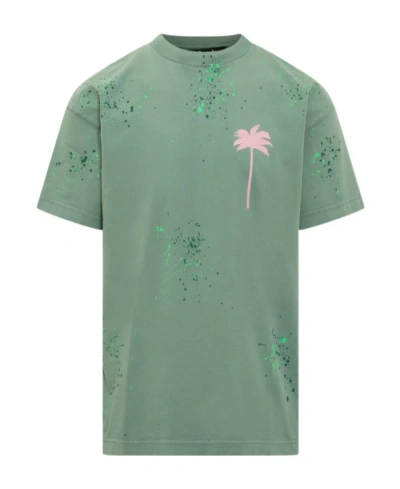 Palm Angels Palm Tree-print T-shirt In Green