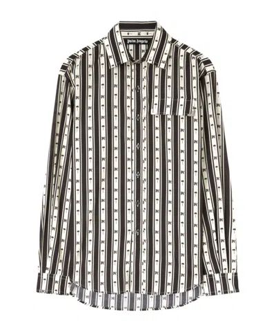 Palm Angels Palm Tree Striped Shirt In Black