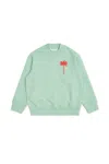 Palm Angels Palm Tree Printed Crewneck Sweatshirt In Blue