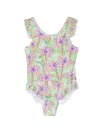 Palm Angels Palm Tree Ruffled One-piece In Green