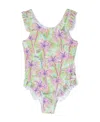 Palm Angels Palm Tree Ruffled One-piece In Green