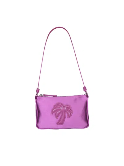 Palm Angels Palm Tree Satin Bag In Purple
