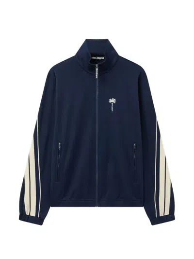 Palm Angels Palm Tree Embroidered Sweatshirt In Blue