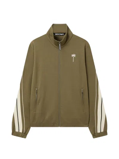 Palm Angels Palm Tree Striped Track Jacket In Green
