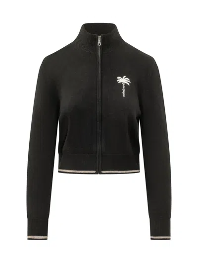Palm Angels Palm Tree Embroidered Sweater In Black